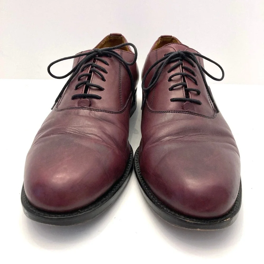 Lands End Burgundy‎ Leather Oxford Shoes Mens 10 M Lace Up Leather Lined